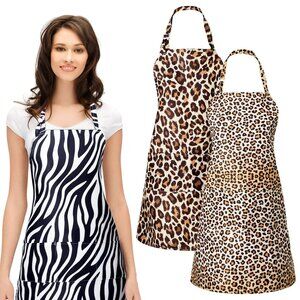 3 PCS Printed Aprons Cosmetology Barber Baker Barista Chef Hairdresser Apron Set